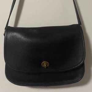 COACH Vintage City Black Leather Shoulder Crossbody bag #9790 Made in Turkey